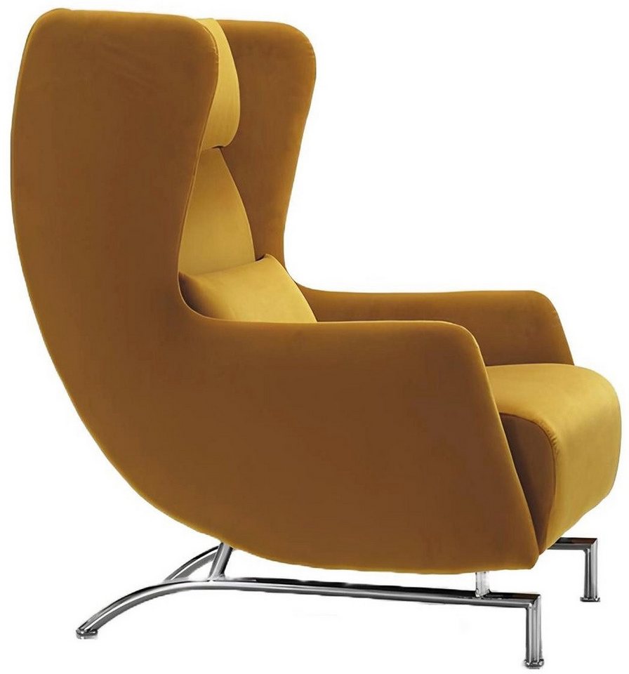 Xlmoebel Loungesessel Einzelstuhl in gelbem Designbezug für das Wohnzimmer - Ohrensessel (Sessel), Hergestellt in Europa von Xlmoebel