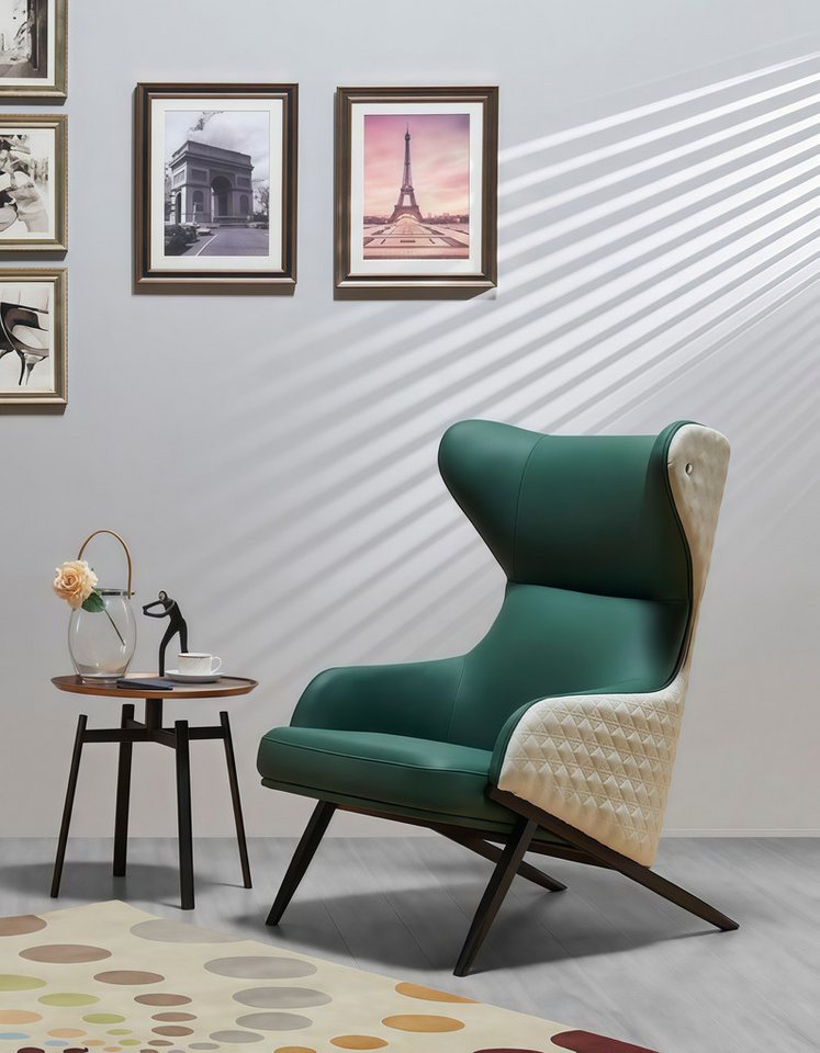 Xlmoebel Loungesessel Neuer luxuriöser türkiser Ledersessel mit Lounge-Design und Polsterung (Sessel), Hergestellt in Europa von Xlmoebel