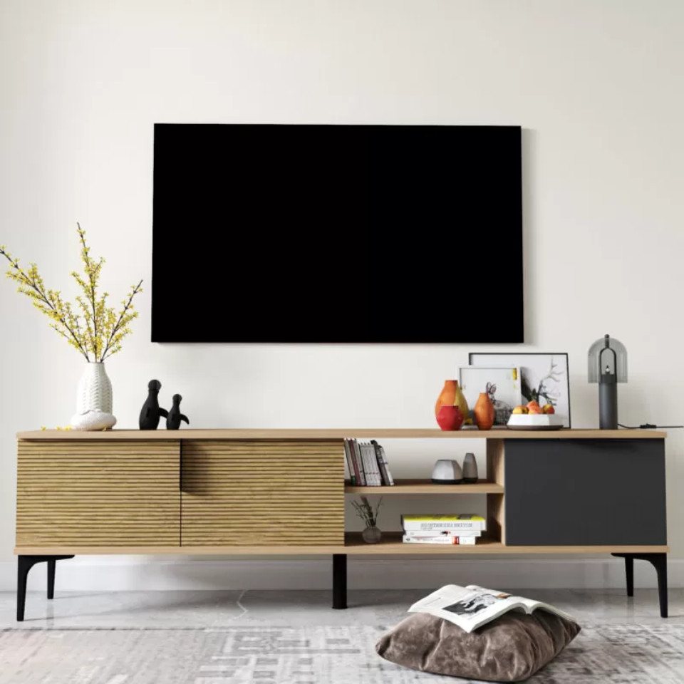 Xlmoebel Lowboard Modernes Design TV-Schrank in Braun-Grau für das Wohnzimmer (1 St., RTV), Hergestellt in Europa von Xlmoebel