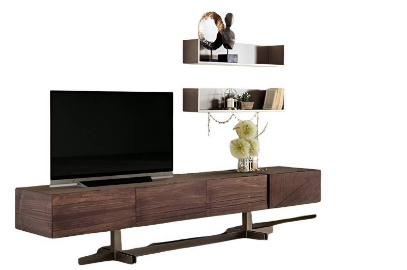 Xlmoebel Lowboard Zeitgemäßes RTV Lowboard Nebenmöbel Holz-Edelstahl Wohnzimmer Braun (1 St., Lowboard), Hergestellt in Europa von Xlmoebel
