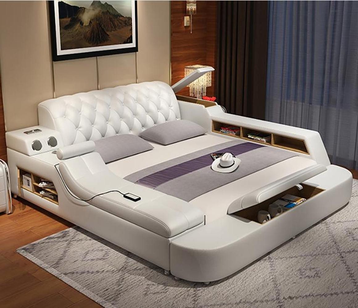 Xlmoebel Multimediabett Großes Lederbett mit vielseitigem Design und praktischen Funktionen (Multifunktions Bett), Hergestellt in Europa von Xlmoebel