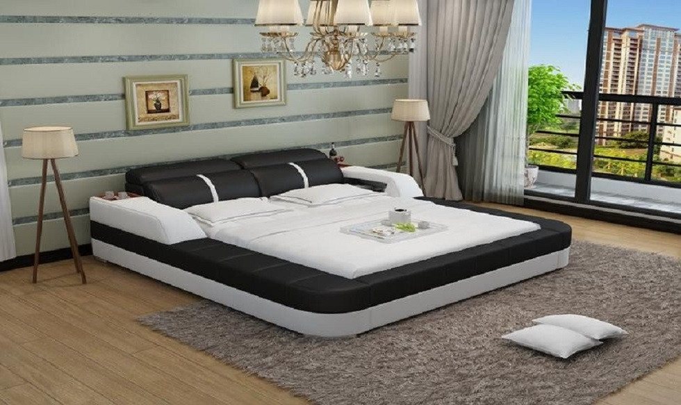 Xlmoebel Multimediabett Hochwertiges Lederschlafbett mit modernem Design für Doppelbetten (Bett LB8823), Hergestellt in Europa von Xlmoebel