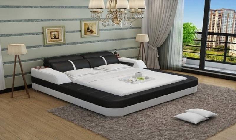 Xlmoebel Multimediabett Hochwertiges Lederschlafbett mit modernem Design für Doppelbetten (Bett LB8823), Hergestellt in Europa von Xlmoebel