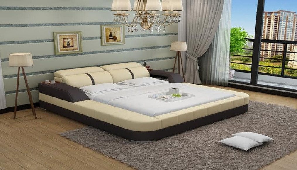 Xlmoebel Multimediabett Hochwertiges Lederschlafbett mit modernem Design für Doppelbetten (Bett LB8823), Hergestellt in Europa von Xlmoebel