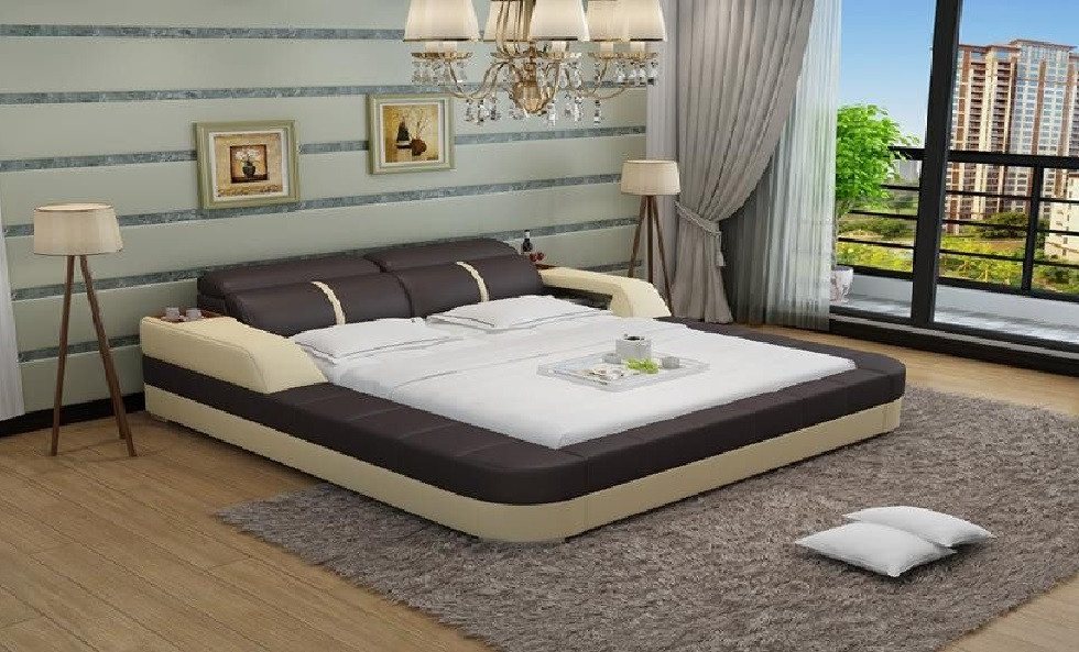 Xlmoebel Multimediabett Hochwertiges Lederschlafbett mit modernem Design für Doppelbetten (Bett LB8823), Hergestellt in Europa von Xlmoebel