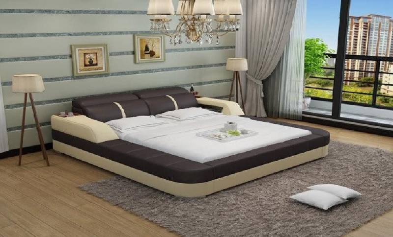 Xlmoebel Multimediabett Hochwertiges Lederschlafbett mit modernem Design für Doppelbetten (Bett LB8823), Hergestellt in Europa von Xlmoebel