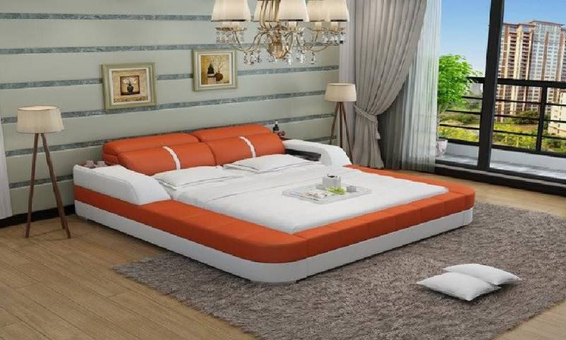 Xlmoebel Multimediabett Hochwertiges Lederschlafbett mit modernem Design für Doppelbetten (Bett LB8823), Hergestellt in Europa von Xlmoebel