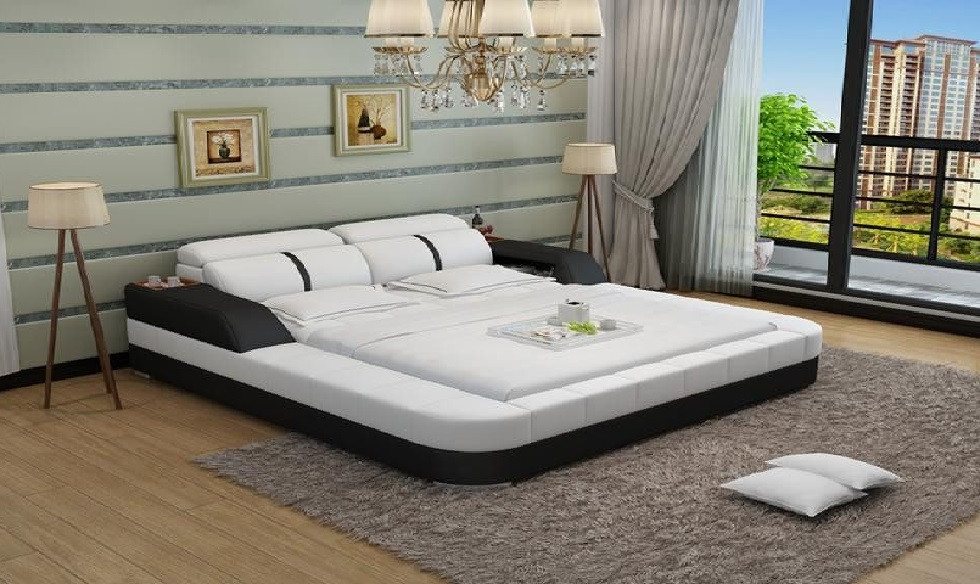 Xlmoebel Multimediabett Hochwertiges Lederschlafbett mit modernem Design für Doppelbetten (Bett LB8823), Hergestellt in Europa von Xlmoebel