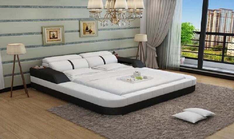 Xlmoebel Multimediabett Hochwertiges Lederschlafbett mit modernem Design für Doppelbetten (Bett LB8823), Hergestellt in Europa von Xlmoebel