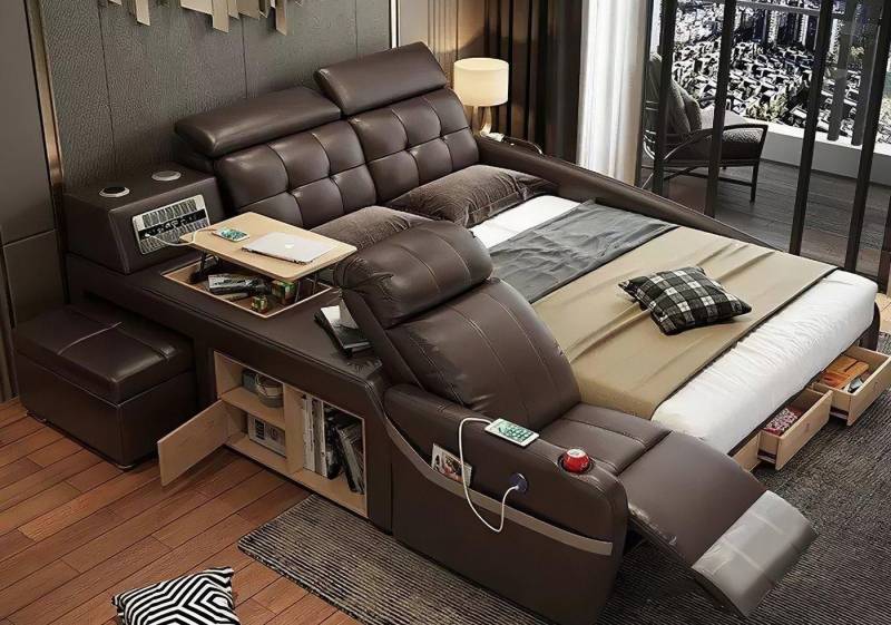 Xlmoebel Multimediabett Luxuriöse Multifunktionsmassage-Liege mit USB-Regal (1-tlg., Multifunktions Bett), Hergestellt in Europa von Xlmoebel