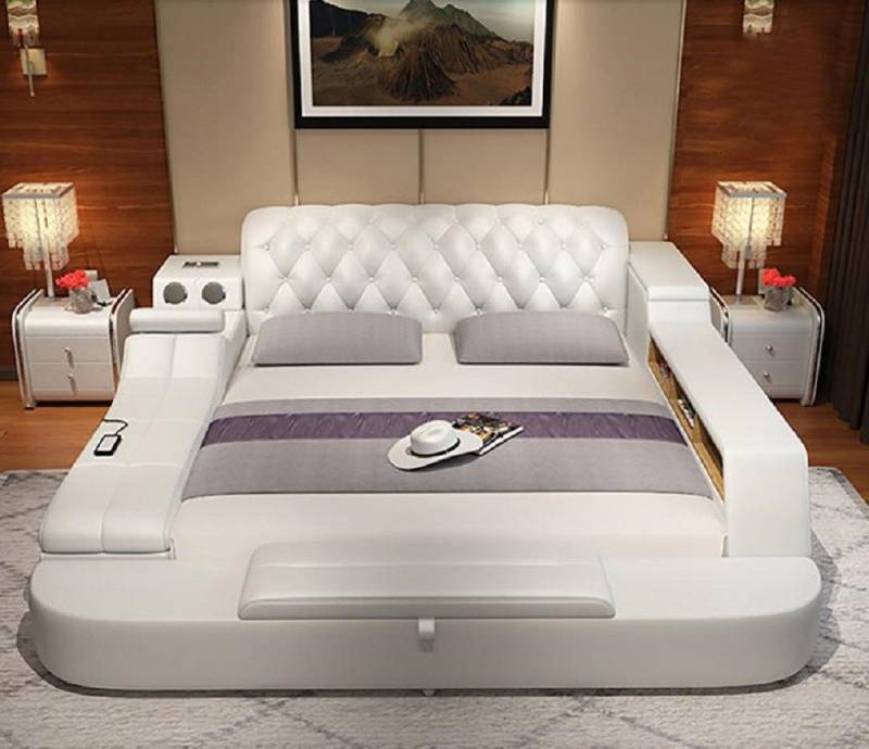 Xlmoebel Multimediabett Luxus Kunstleder Bett Design Polster Betten Doppel Modernes (Multifunktions Bett), Hergestellt in Europa von Xlmoebel