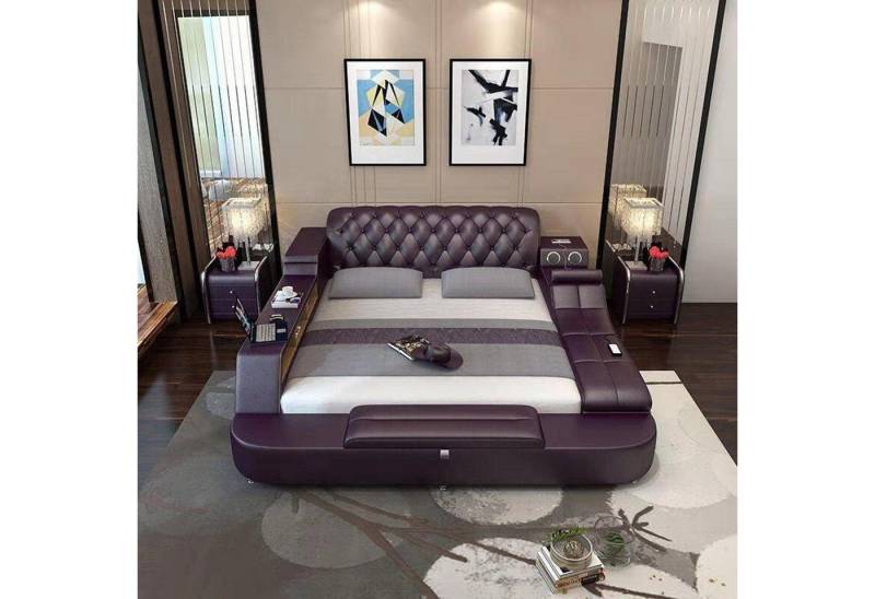 Xlmoebel Multimediabett Luxus Kunstleder Bett Design Polster Betten Doppel Modernes (Multifunktions Bett), Hergestellt in Europa von Xlmoebel