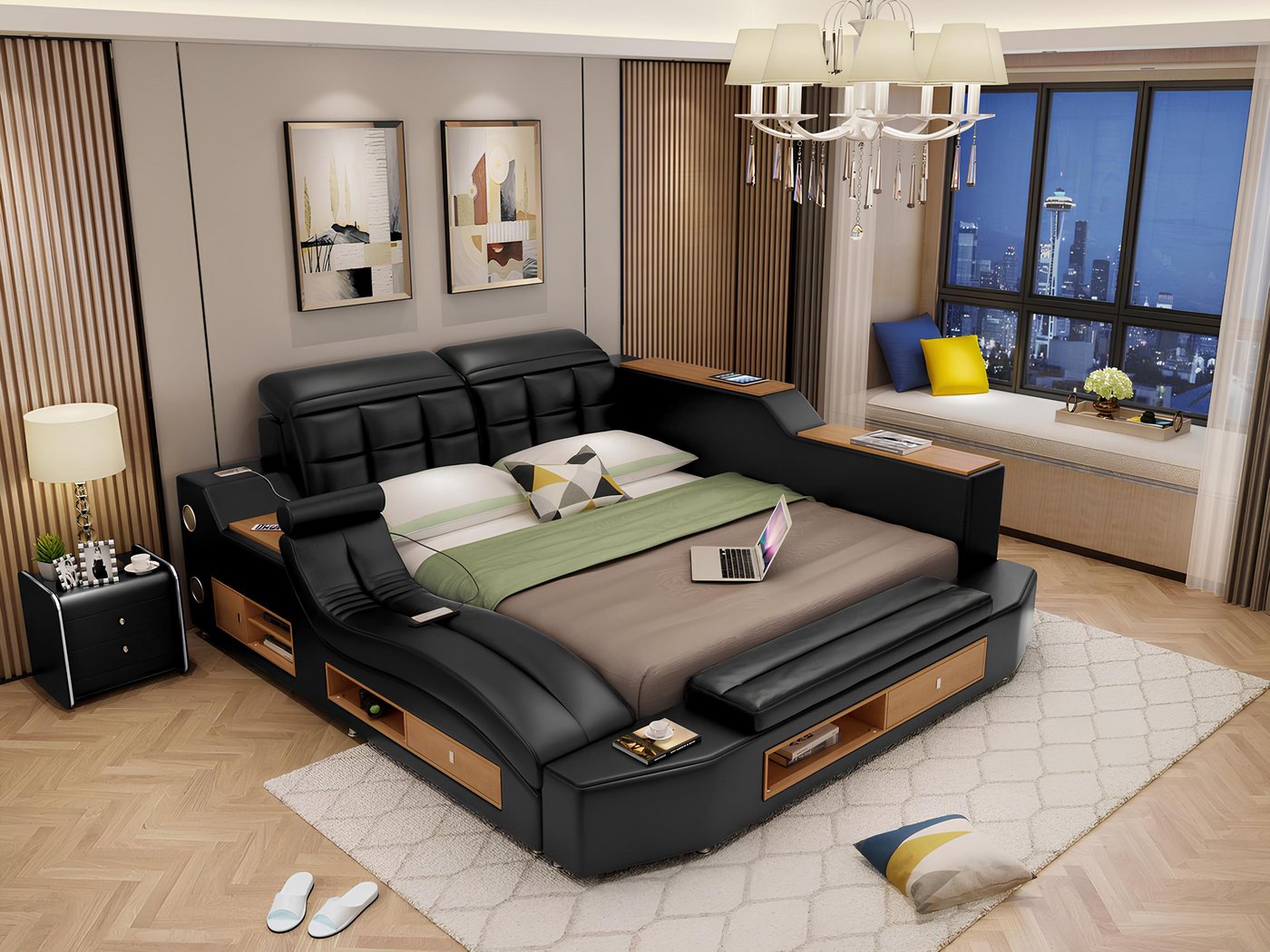 Xlmoebel Multimediabett Neues Luxus-Doppelbett für Hotels mit multifunktionalen (Multifunktions Bett), Hergestellt in Europa von Xlmoebel