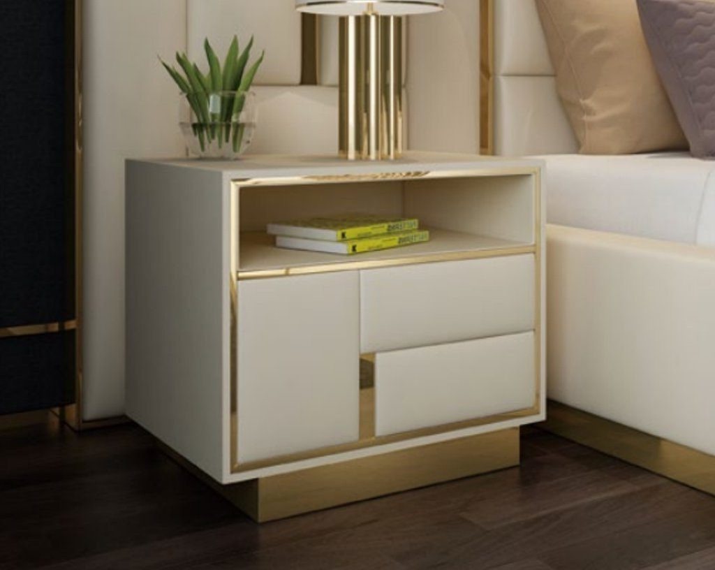 Xlmoebel Nachttisch Goldene Nachttischkonsole für das Designer-Schlafzimmer aus Metall. (Nachttisch), Hergestellt in Europa von Xlmoebel