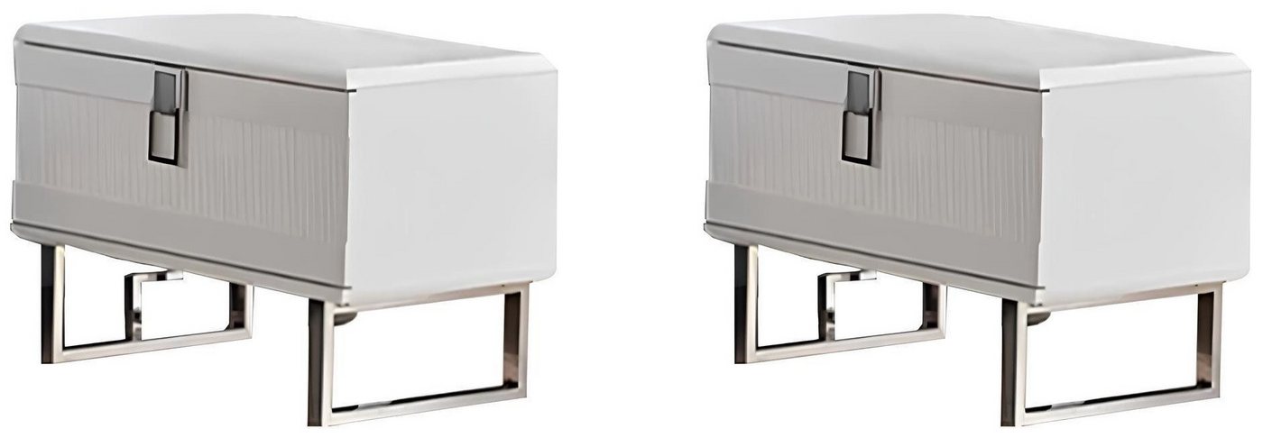 Xlmoebel Nachttisch Hochwertige Weiße Nachttische im Set von 2 Stück für das Designer (1-St., Set 2tlg Nachttische), Hergestellt in Europa von Xlmoebel