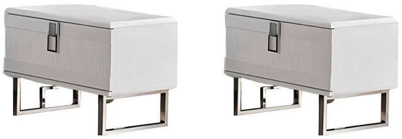 Xlmoebel Nachttisch Hochwertige Weiße Nachttische im Set von 2 Stück für das Designer (1-St., Set 2tlg Nachttische), Hergestellt in Europa von Xlmoebel