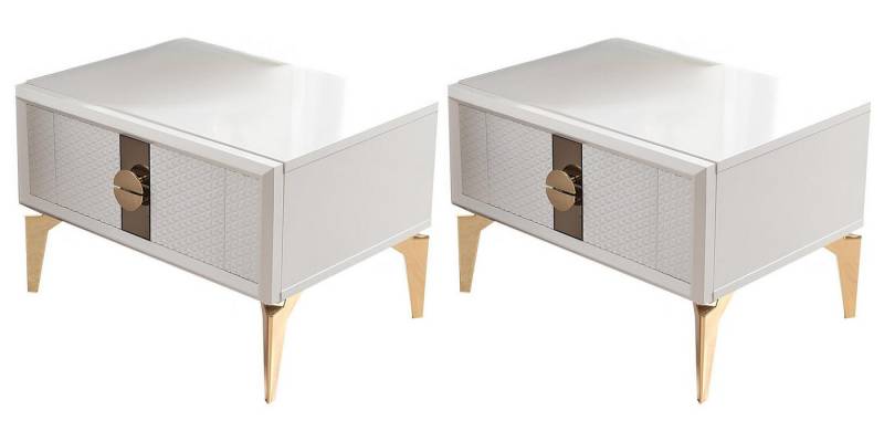 Xlmoebel Nachttisch Set aus zwei luxuriösen Nachtkommoden in modernem Weiß (Set 2xNachttische), Hergestellt in Europa von Xlmoebel