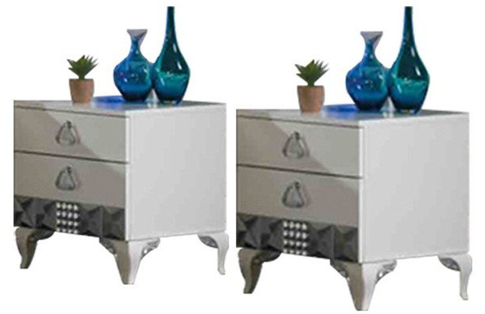 Xlmoebel Nachttisch Set von zwei weißen Nachttischen für das Schlafzimmer. (Gruppe 2tlg Nachttische), Hergestellt in Europa von Xlmoebel