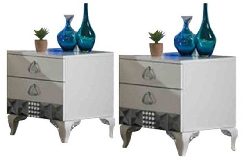 Xlmoebel Nachttisch Set von zwei weißen Nachttischen für das Schlafzimmer. (Gruppe 2tlg Nachttische), Hergestellt in Europa von Xlmoebel