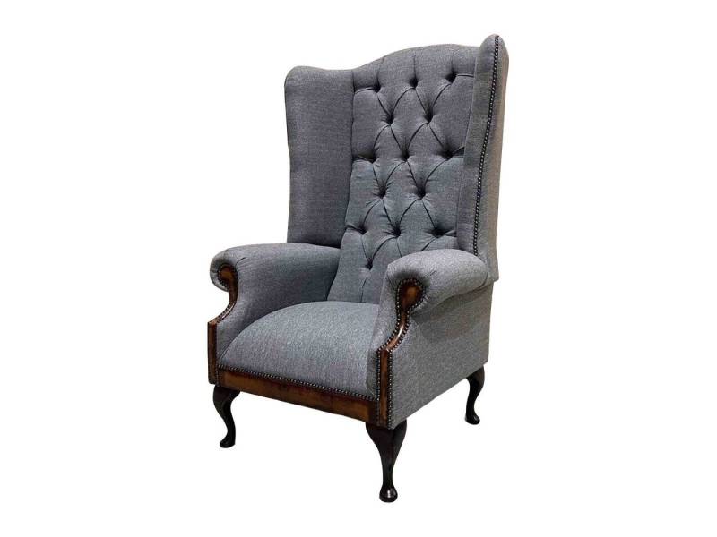 Xlmoebel Ohrensessel Chesterfield Ohrensessel Stoff 1-Sitzer Graue Couch Neu (Ohrensessel), Hergestellt in Europa von Xlmoebel