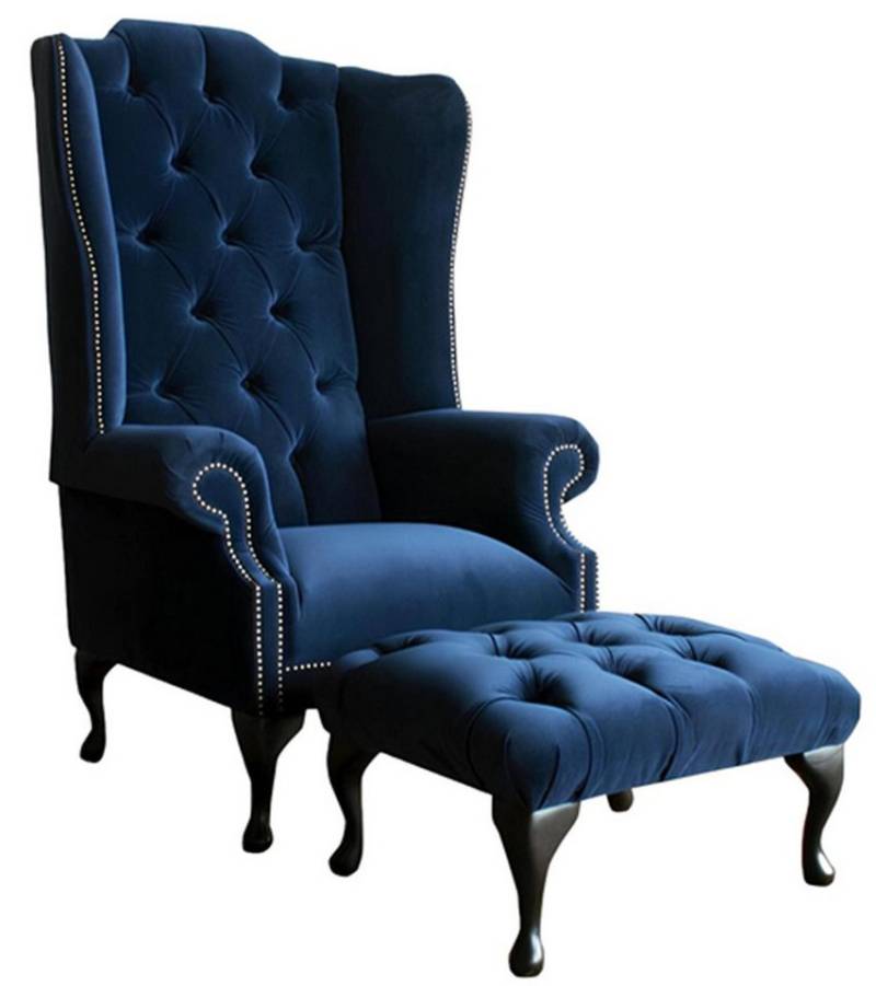 Xlmoebel Ohrensessel Chesterfield Ohrstuhl mit Hocker zum Entspannen und Fernsehen, (Sessel + Hocker), Hergestellt in Europa von Xlmoebel