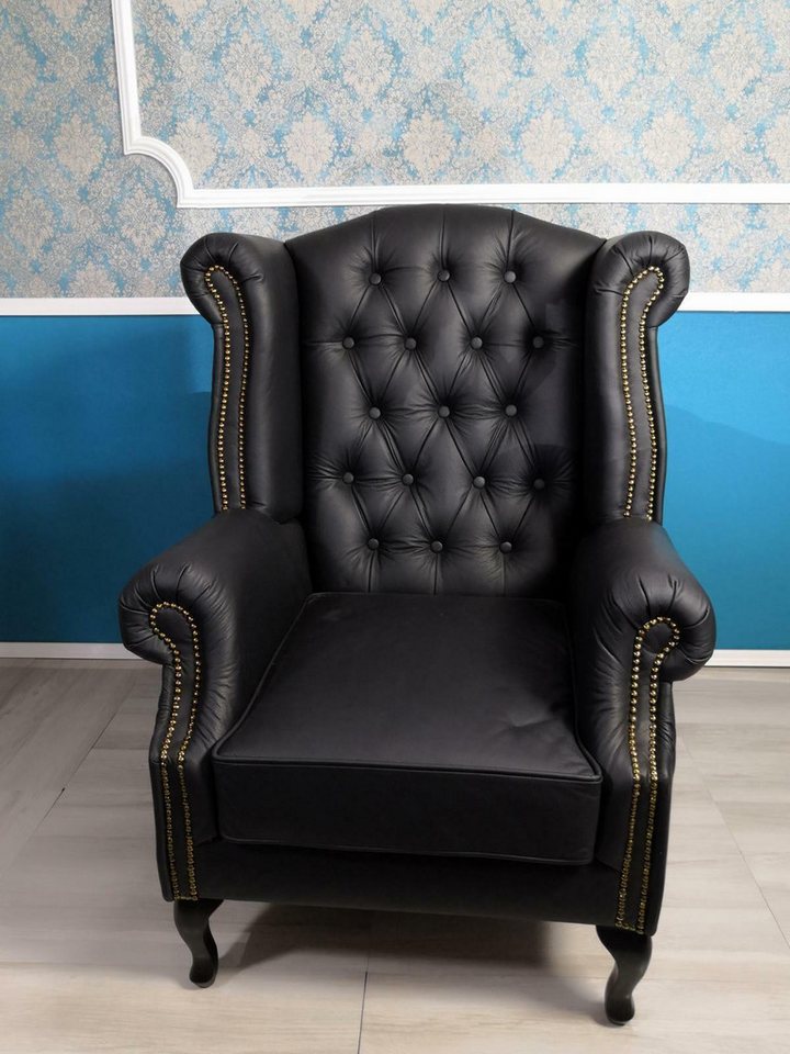 Xlmoebel Ohrensessel Echtes Leder Chesterfield Ohrensessel 100% Leder Sofort (1-St., Ohrensessel), Made in Europa von Xlmoebel