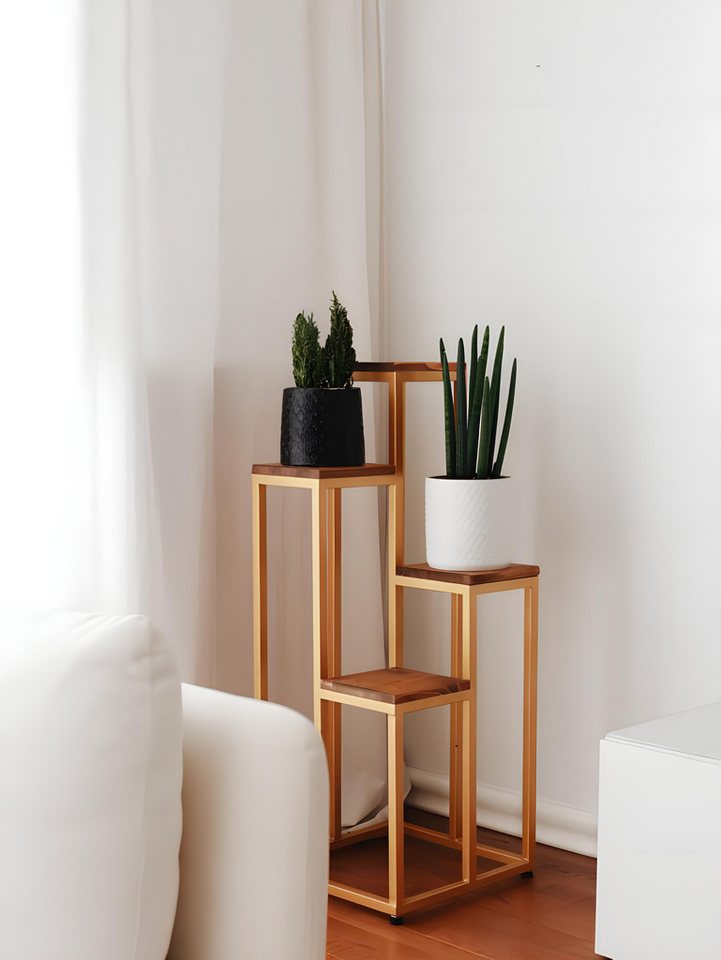 Xlmoebel Blumenständer Goldener Metallständer für Blumentöpfe und Topfpflanzen (Topfpflanzenständer), Hergestellt in Europa von Xlmoebel