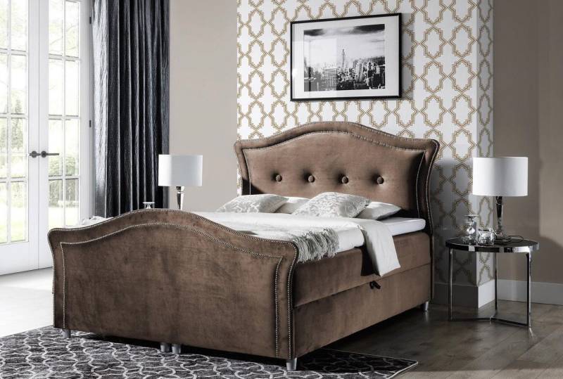 Xlmoebel Polsterbett Doppelbett mit Samtbezug und Bettkasten im Chesterfield-Stil (1-tlg., Bett), Hergestellt in Europa von Xlmoebel