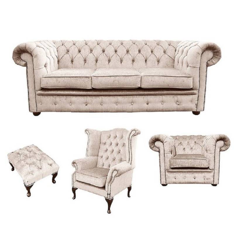Xlmoebel Polstergarnitur Chesterfield Wohnzimmergarnitur aus mit Ohrensessel, (Chesterfield 3+1 Sitzer +Ohrensessel +Hocker - 417), Hergestellt in Europa von Xlmoebel