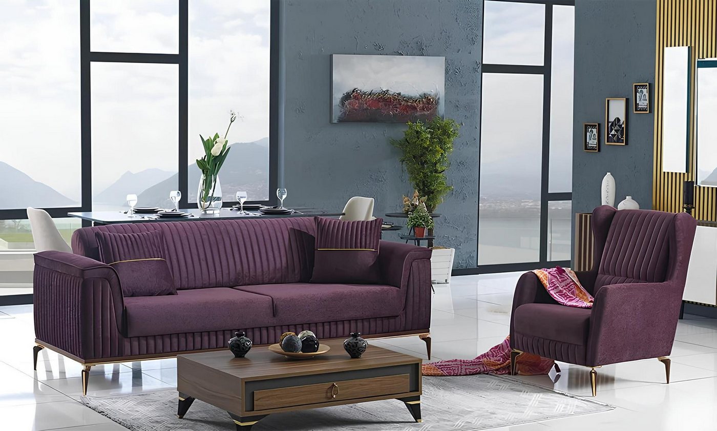 Xlmoebel Polstergarnitur Couch Sofagarnitur Lounge Sofa Sitzgruppe für modernes Wohnen, (2-tlg., 2tlg Wohnzimmer Set (Sofa 3 Sitzer + Sessel), Hergestellt in Europa von Xlmoebel