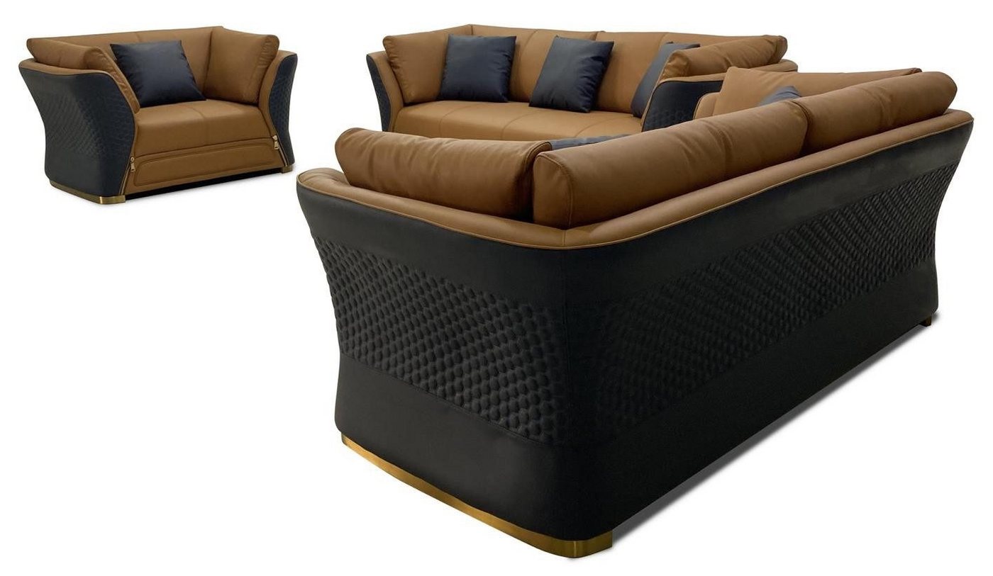 Xlmoebel Polstergarnitur Leder-Sofa Wohnlandschaft Design-Couch 3-2-1 Sitzer-Sofa Sofagarnitur, (Sofagarnitur 3+2+1 Sitzer), Hergestellt in Europa von Xlmoebel