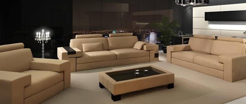Xlmoebel Polstergarnitur Ledersofa Set Nassau mit 3-Sitzer, 2-Sitzer und Einzelsessel, (Sofagarnitur 3+2+1 Sitzer Nassau "Dunkelbraun), Hergestellt in Europa von Xlmoebel