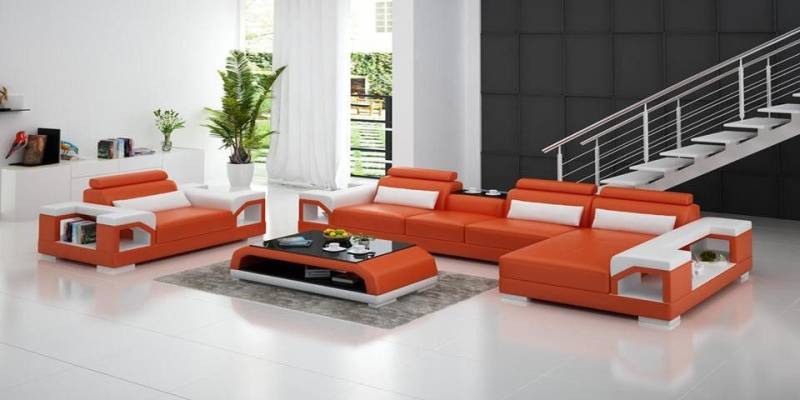 Xlmoebel Polstergarnitur Modernes Design Ledersofa mit Ecksofa, Wohnlandschaft, Sessel, (Ecksofa L-Form + Sessel G8010E), Hergestellt in Europa von Xlmoebel