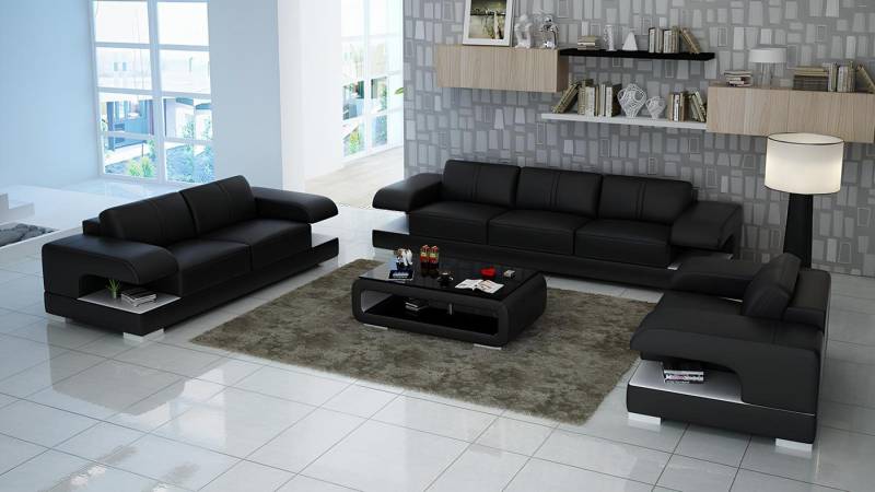 Xlmoebel Polstergarnitur Neues, modernes Ledersofa mit USB-Anschluss - Couch 3-2-1, (Sofagarnitur 3+2+1 Sitzer G8028D), Hergestellt in Europa von Xlmoebel