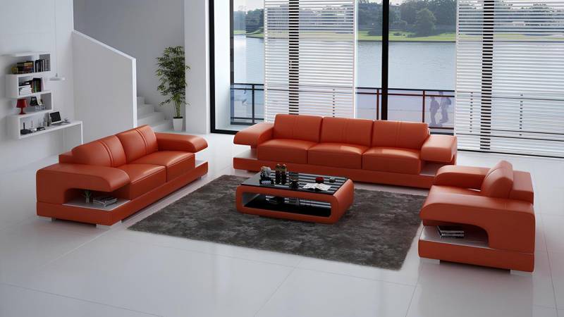 Xlmoebel Polstergarnitur Neues, modernes Ledersofa mit USB-Anschluss - Couch 3-2-1, (Sofagarnitur 3+2+1 Sitzer G8028D), Hergestellt in Europa von Xlmoebel