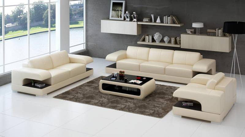 Xlmoebel Polstergarnitur Neues, modernes Ledersofa mit USB-Anschluss - Couch 3-2-1, (Sofagarnitur 3+2+1 Sitzer G8028D), Hergestellt in Europa von Xlmoebel