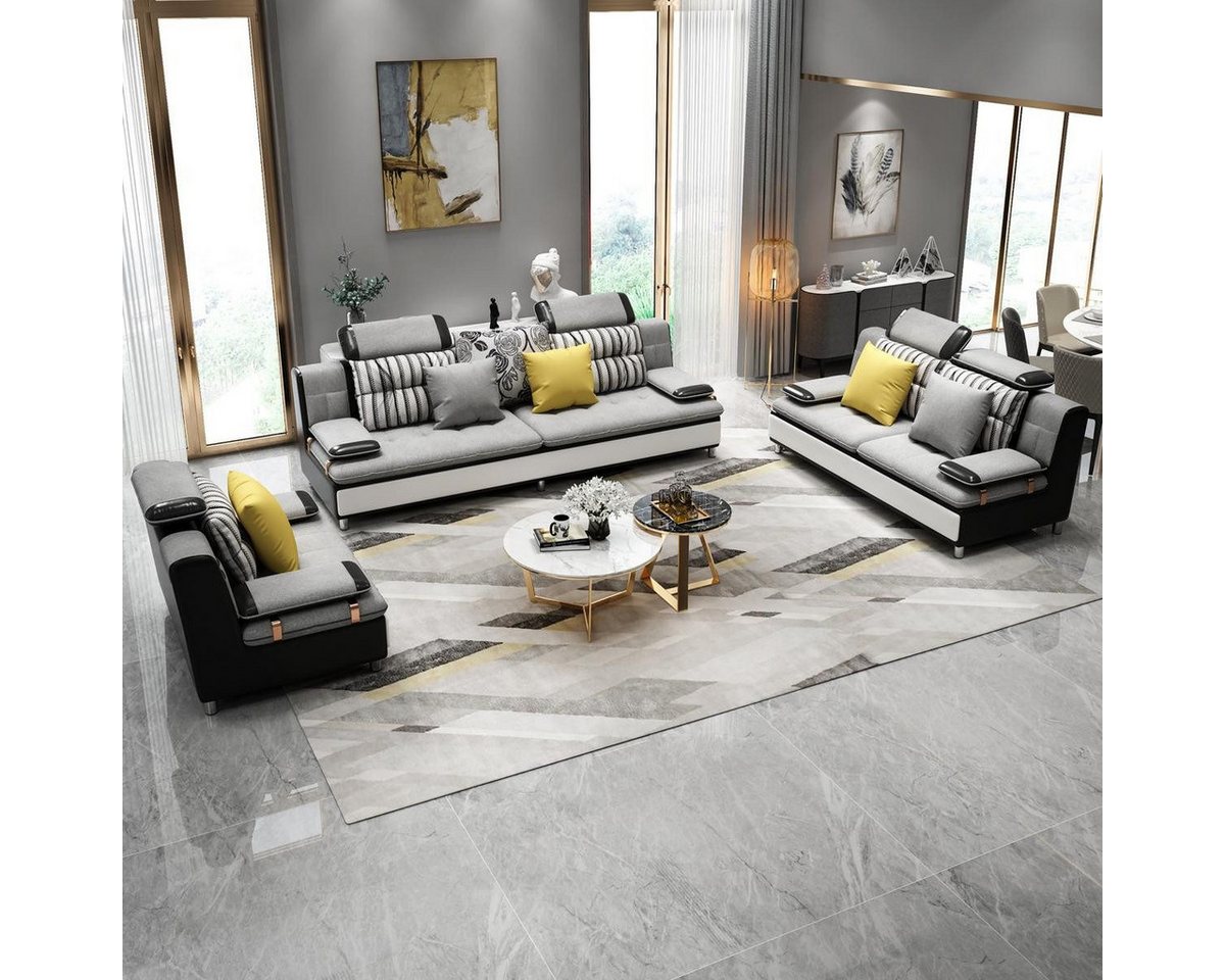 Xlmoebel Polstergarnitur Neues Design-Sofaset mit Stoffbezug für Wohnlandschaft und Couch, (Sofagarnitur 3+2+1), Hergestellt in Europa von Xlmoebel