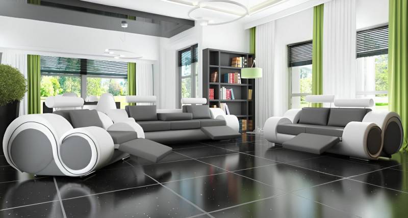 Xlmoebel Polstergarnitur Neues maßgefertigtes Ledersofa mit 3+2 Sitzplätzen und USB-Anschluss, (Sofagarnitur 3+2 Sitzer "BERLIN), Hergestellt in Europa von Xlmoebel