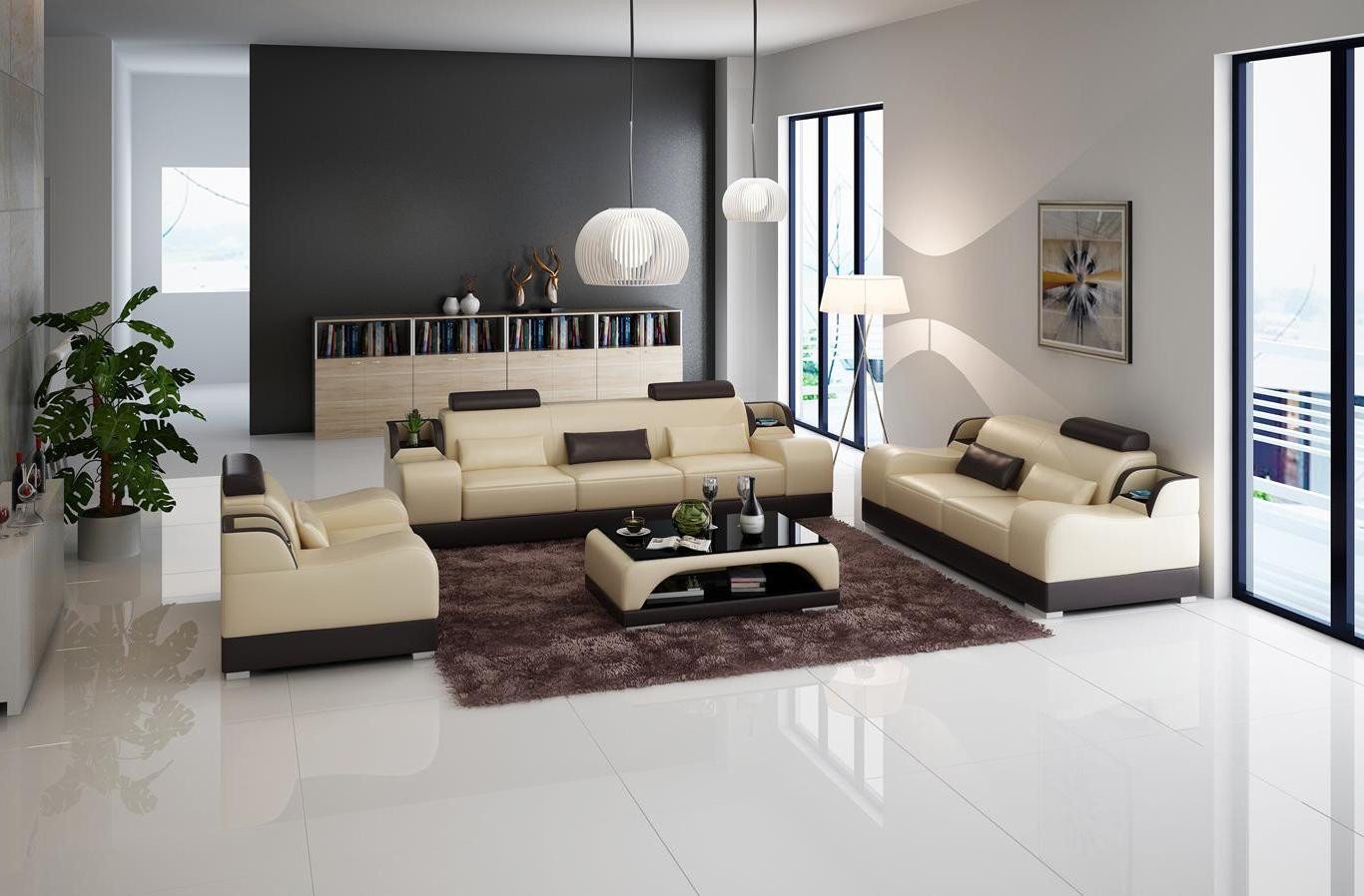 Xlmoebel Polstergarnitur Sofa Set Polstermöbel Couch 3+2+1 Sitzer Komplett Set Design Leder, (3+2+1 Sitzer), Hergestellt in Europa von Xlmoebel