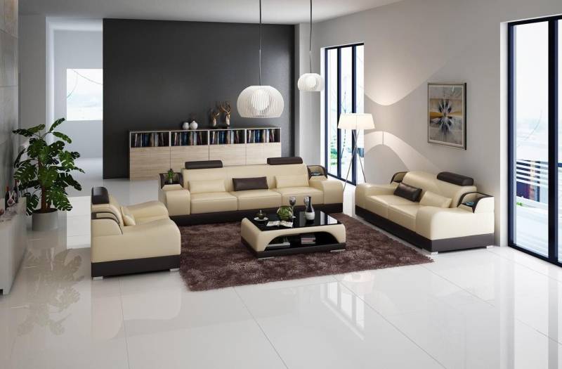 Xlmoebel Polstergarnitur Sofa Set Polstermöbel Couch 3+2+1 Sitzer Komplett Set Design Leder, (3+2+1 Sitzer), Hergestellt in Europa von Xlmoebel