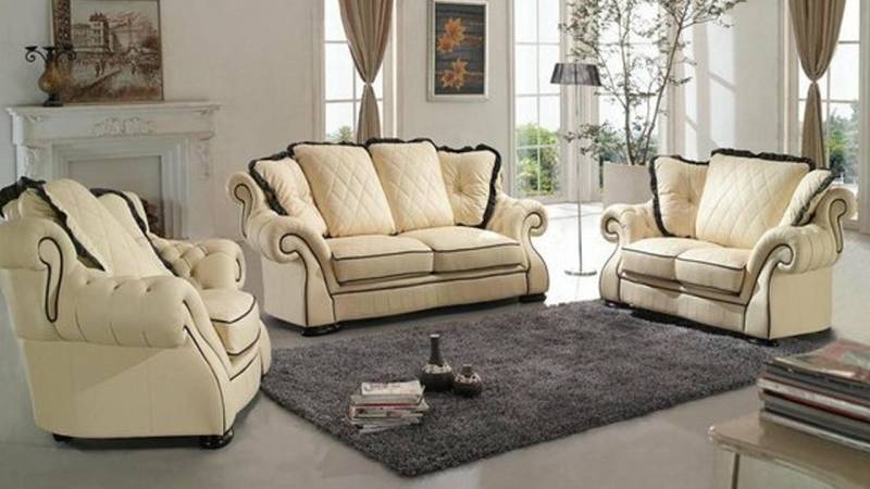 Xlmoebel Sitzgruppe Traditionelle Ledersofa-Sitzgarnitur im klassischen Design, (Sofa 3-Sitzer/Sofa 2-Sitzer), Hergestellt in Europa von Xlmoebel