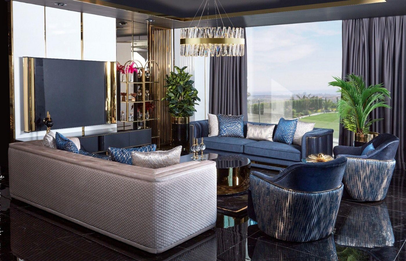 Xlmoebel Polstergarnitur Wohnzimmergarnitur mit 3+3+1+1 Sitzen Beistelltisch TV-Unterschrank, (9tlg(Sofagarnitur 3 + 3 +1 + 1 Couchtisch + Wohnwand), Hergestellt in Europa von Xlmoebel