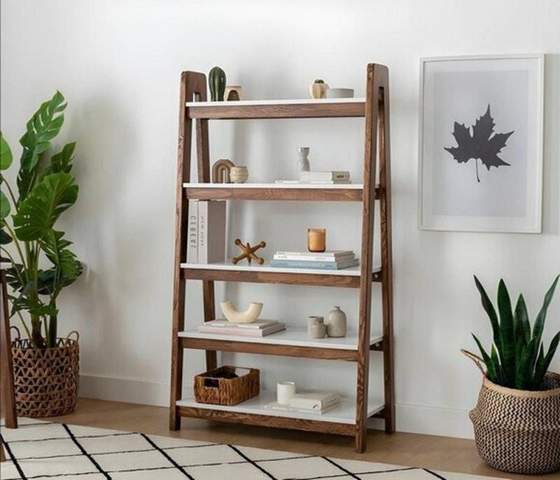 Xlmoebel Standregal Designer Bücherregal in Braun und Weiß aus Holz für das Wohnzimmer -, Hergestellt in Europa Xlmoebel Standregal Designer Bücherregal in Braun und Weiß aus Holz für das Wohnzimmer -, Hergestellt in Europa von Xlmoebel