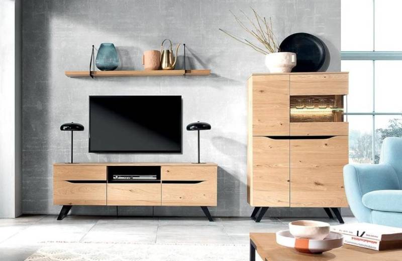 Xlmoebel Wohnwand Luxuriöses Set mit modernem Designer-TV-Lowboard für das Wohnzimmer, (3-St., 3tlg. Wohnzimmer Set (TV-Lowboard + Wandregal + Schrank)(TRK), Hergestellt in Europa von Xlmoebel