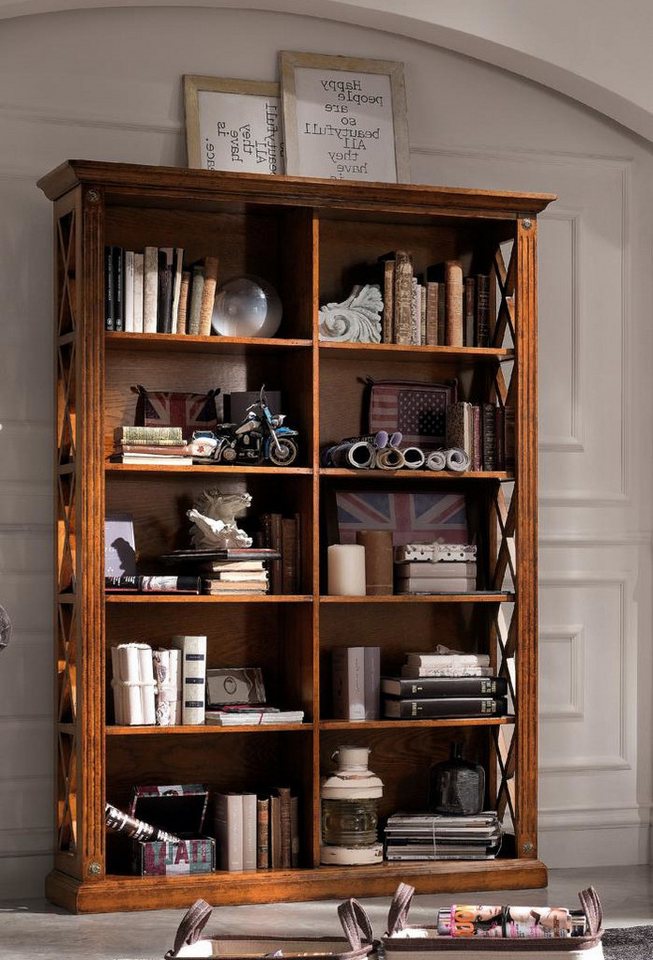 Xlmoebel Bücherregal Möbel für das Wohnzimmer: Klassischer Holzschrank mit Vitrine, Regal, 1-tlg., Hergestellt in Europa von Xlmoebel