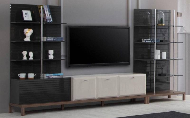 Xlmoebel Wohnwand Neues Set mit Designer TV-Regalen für das Wohnzimmer in Schwarz-Weiß, (1-St., Wohnwand), Hergestellt in Europa von Xlmoebel