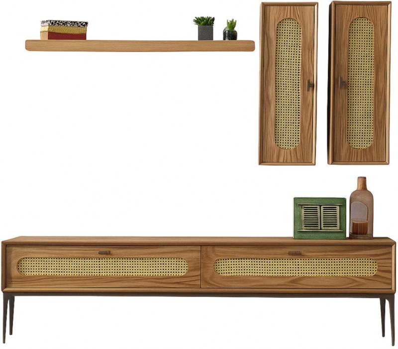 Xlmoebel Wohnwand Wohnzimmer-Holzmöbel-Set mit 4-teiliger TV-Wandkonsole, (Set 4 tlg. Fernsehwand (Lowboard + 2x Wandschränke + Wandregal), Hergestellt in Europa Xlmoebel Wohnwand Wohnzimmer-Holzmöbel-Set mit 4-teiliger TV-Wandkonsole, (Set 4 tlg. Fernsehwand (Lowboard + 2x Wandschränke + Wandregal), Hergestellt in Europa von Xlmoebel
