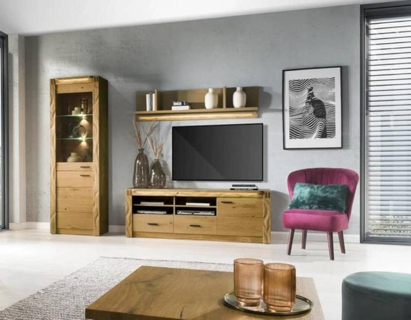 Xlmoebel Wohnwand Wohnzimmermöbel-Set mit TV-Board, Vitrine und Wandregal - Designer, (3-St., 3tlg. Wohnzimmer Set (TV-Lowboard + Vitrine + Wandregal), Hergestellt in Europa von Xlmoebel