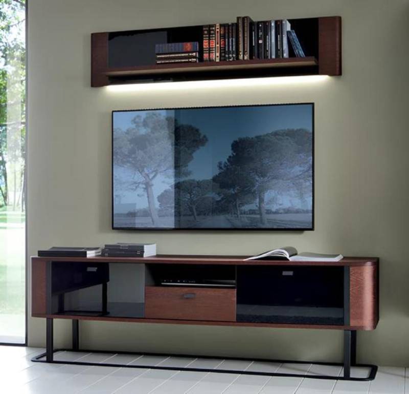Xlmoebel Wohnwand Zeitgemäßes TV-Möbel-Set mit Komplettem Wandregal, (2-St., 2tlg. Wohnzimmer Set (TV-Lowboard + Wandregal)(TRK), Hergestellt in Europa von Xlmoebel