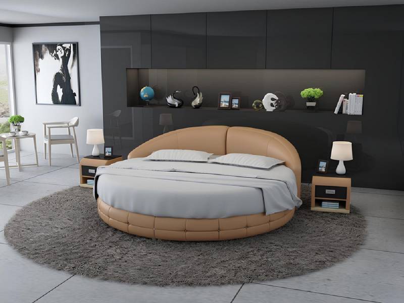 Xlmoebel Rundbett Designer Schlafzimmermöbel Luxus-Doppelbett mit Polsterung und runder (Bett LB8844), Hergestellt in Europa von Xlmoebel